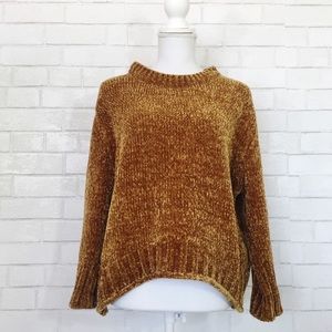 Max Studio Gold Mustard Boxy Chenille Sweater